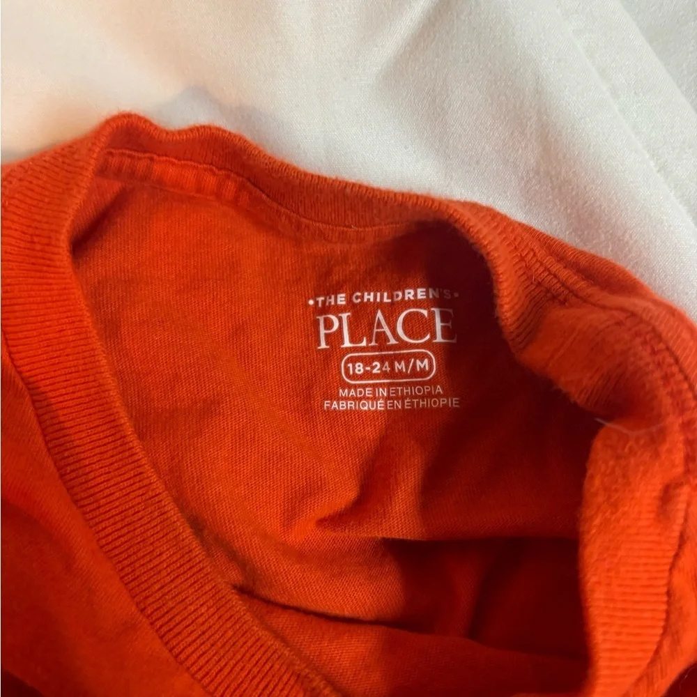 The Children's Place Orange Jack-O'-Lantern pumpkin Long Sleeve Tee 18-24 months